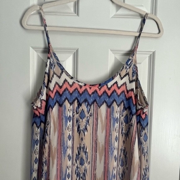 TCEC Maxi Dress Pink Blue White Tan Size Large - Picture 3 of 9